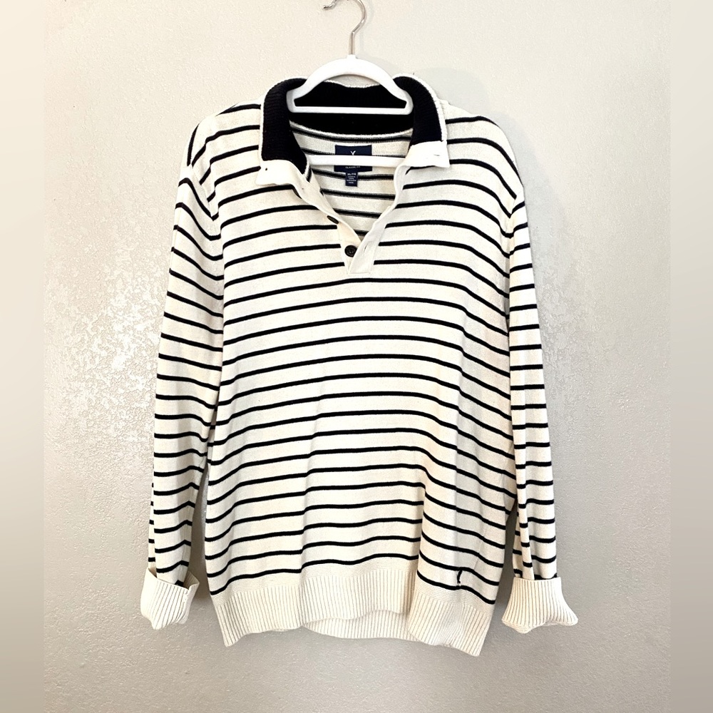 American Eagle • striped collared sweater